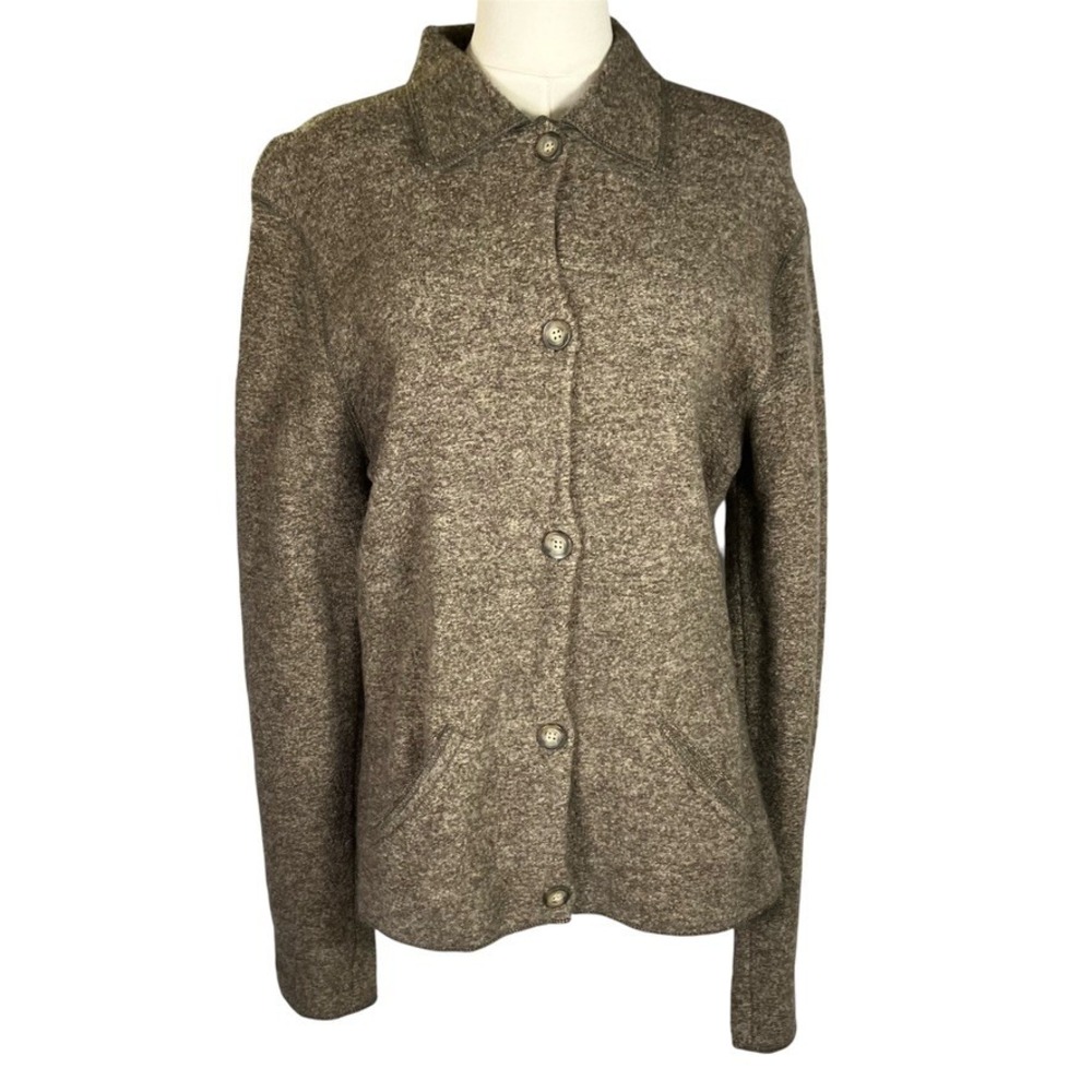 Evan Picone Womens Wool Button Front‎ Sweater Jacket Brown Large L Vintage